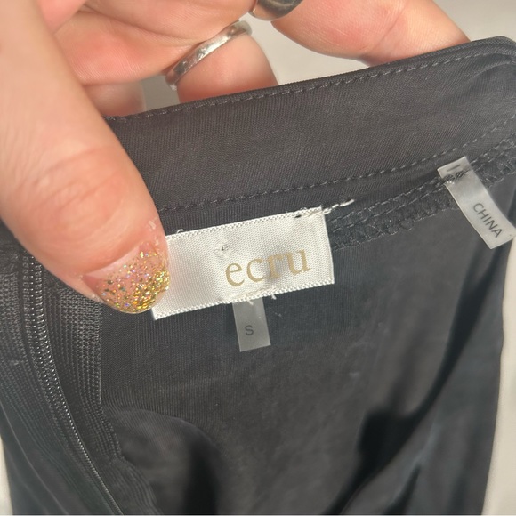 New! Ecru Black Stretch Long Sleeve Blouse - Picture 4 of 6